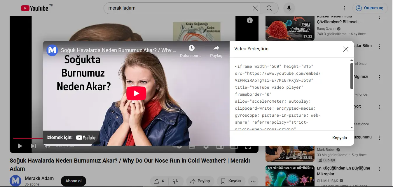 Youtube embed kodu nasıl yerleştirilir